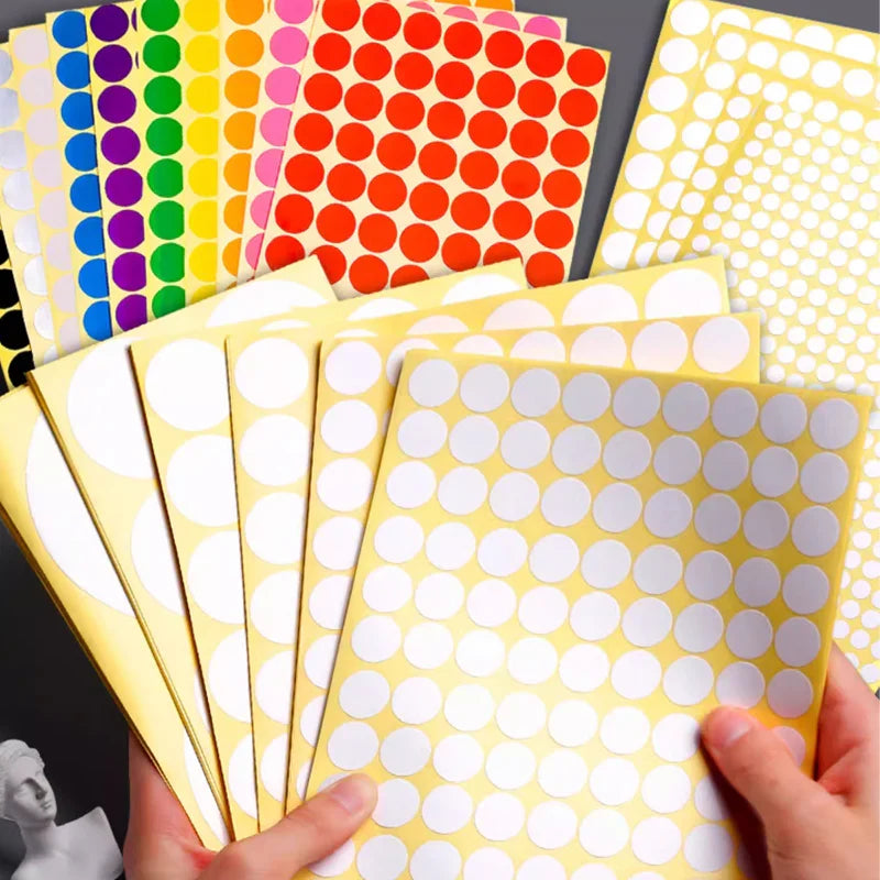 8/13/25/50mm Round Sticker Dots Adhesive Labels Cool-toned