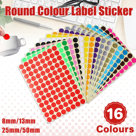 8/13/25/50mm Round Sticker Dots Adhesive Labels Neutral