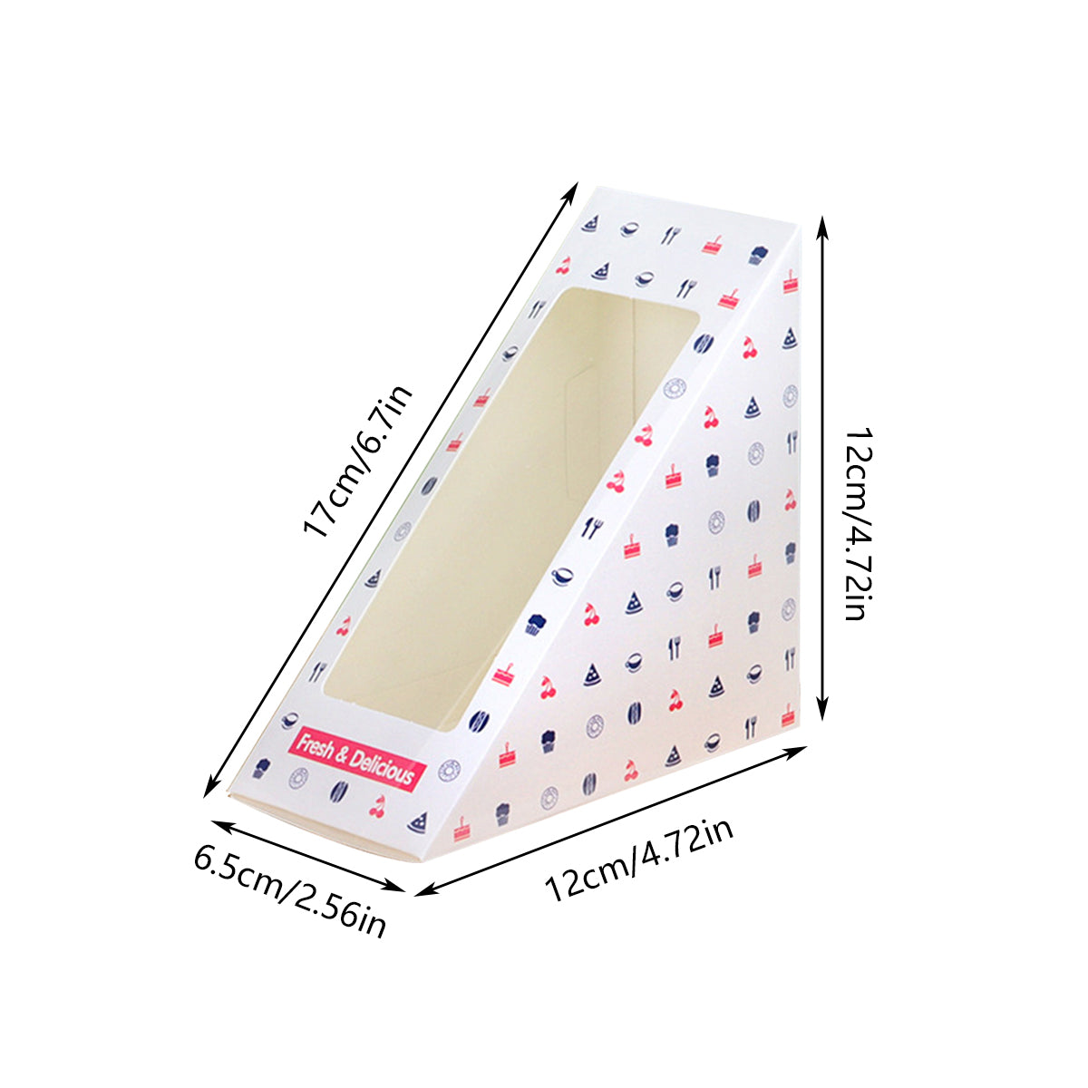 100PCS Transparent Window Sandwich Packaging Boxes Disposable Leakproof Food Safe