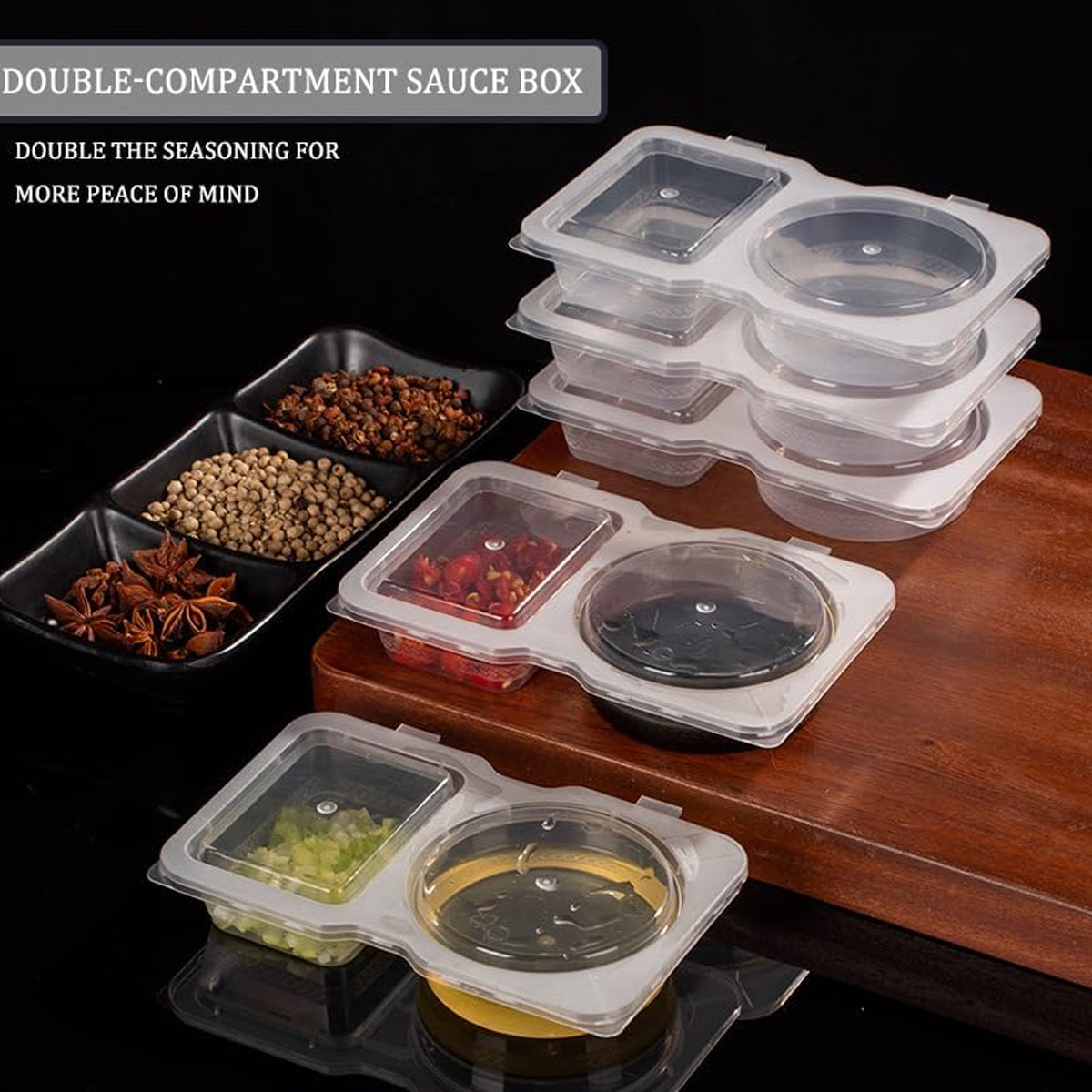 50PCS Disposable Takeaway Sauce Containers Food Grade with Lids