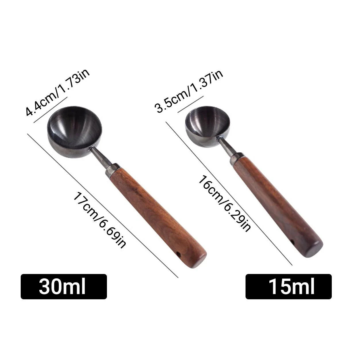 Walnut Coffee Measuring Spoon Long Handle 2PCS