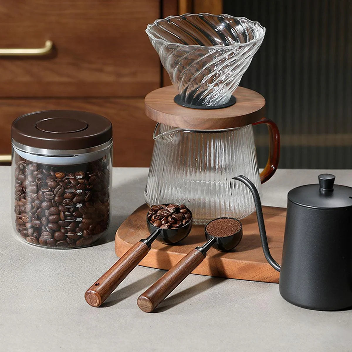 Walnut Coffee Measuring Spoon Long Handle 2PCS