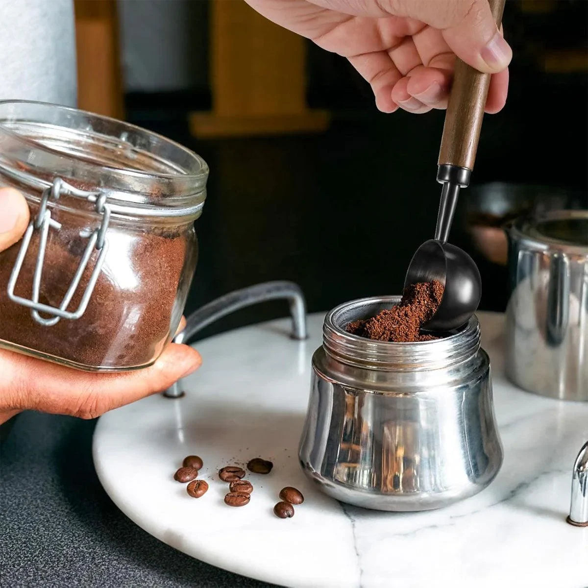 Walnut Coffee Measuring Spoon Long Handle 2PCS