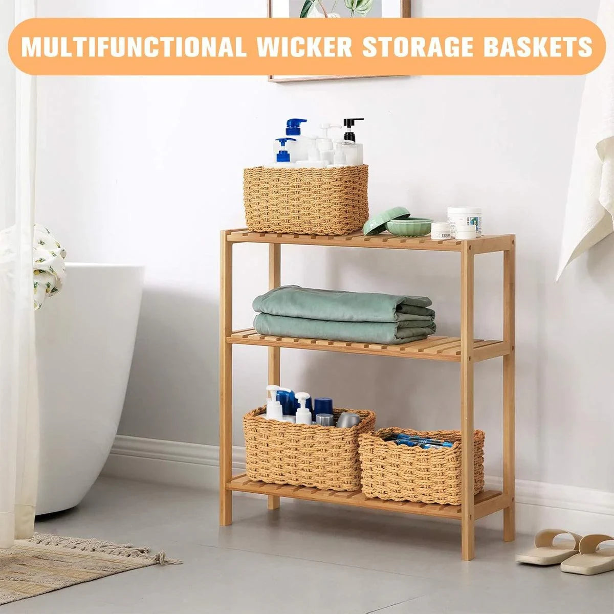 Woven Storage Basket Organizer 4PCS