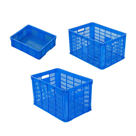 Storage Basket for Shelves Plastic Stackable Organiser with Handles