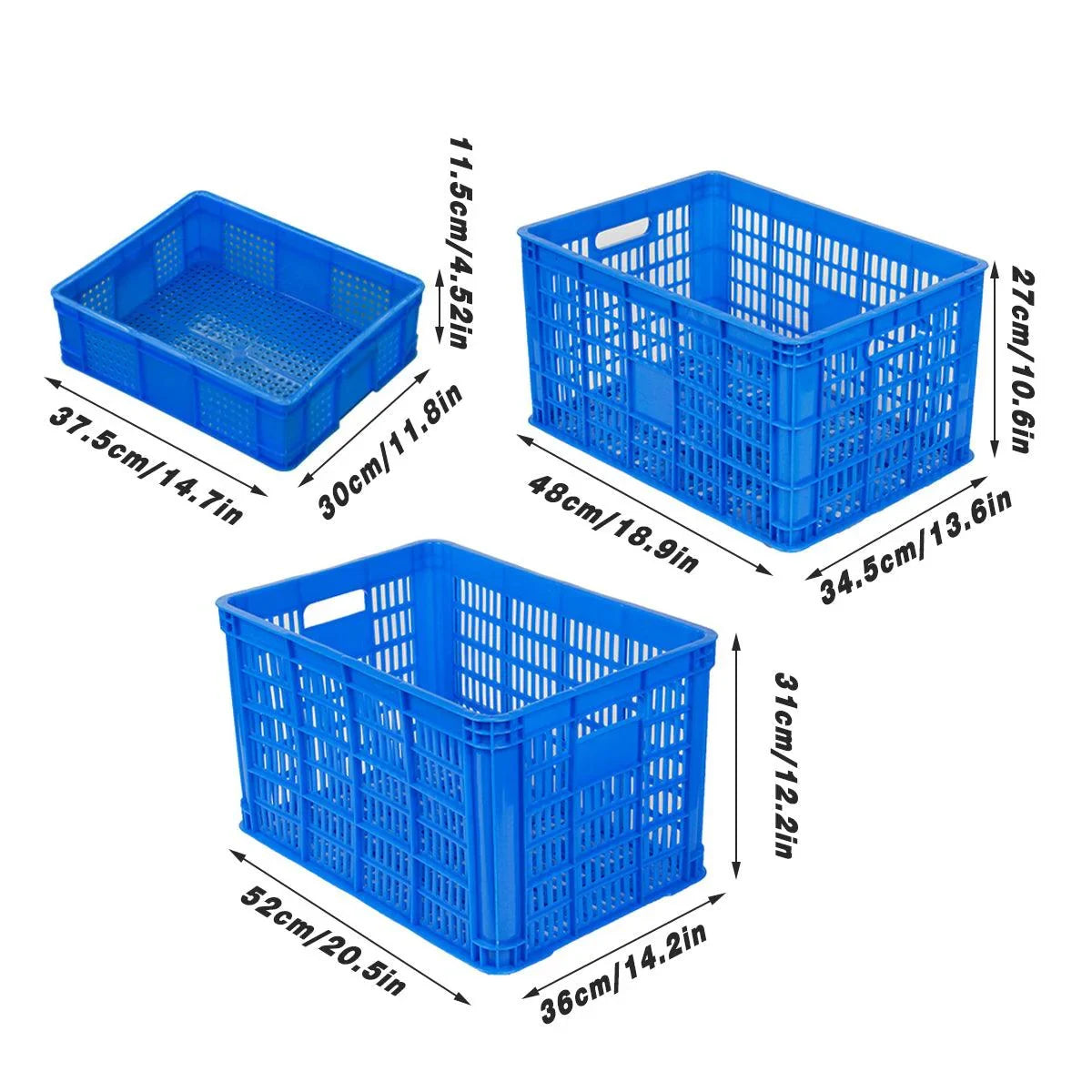 Storage Basket for Shelves Plastic Stackable Organiser with Handles