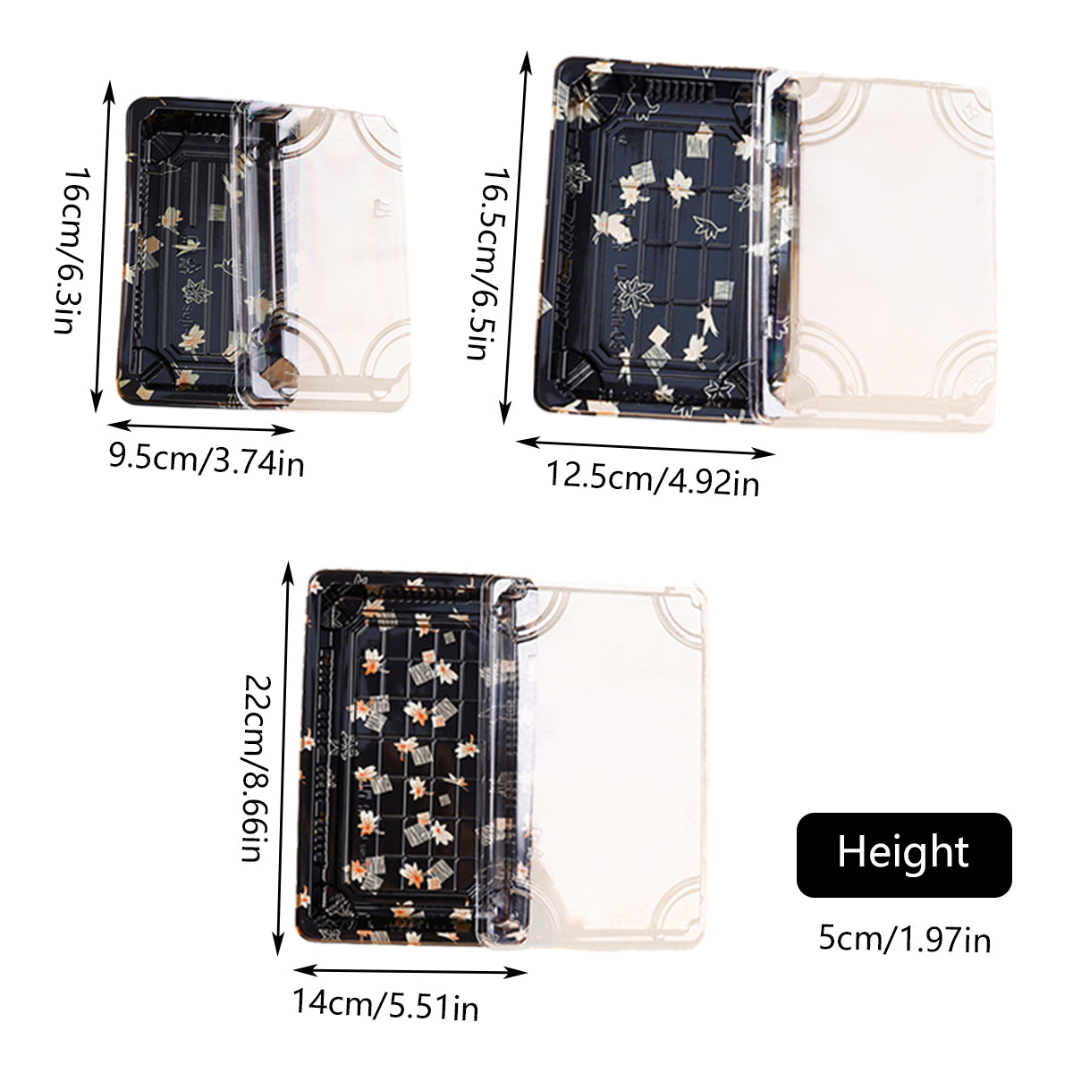 Disposable Transparent Plastic Sushi Salmon Packaging Box Food Grade 50PCS