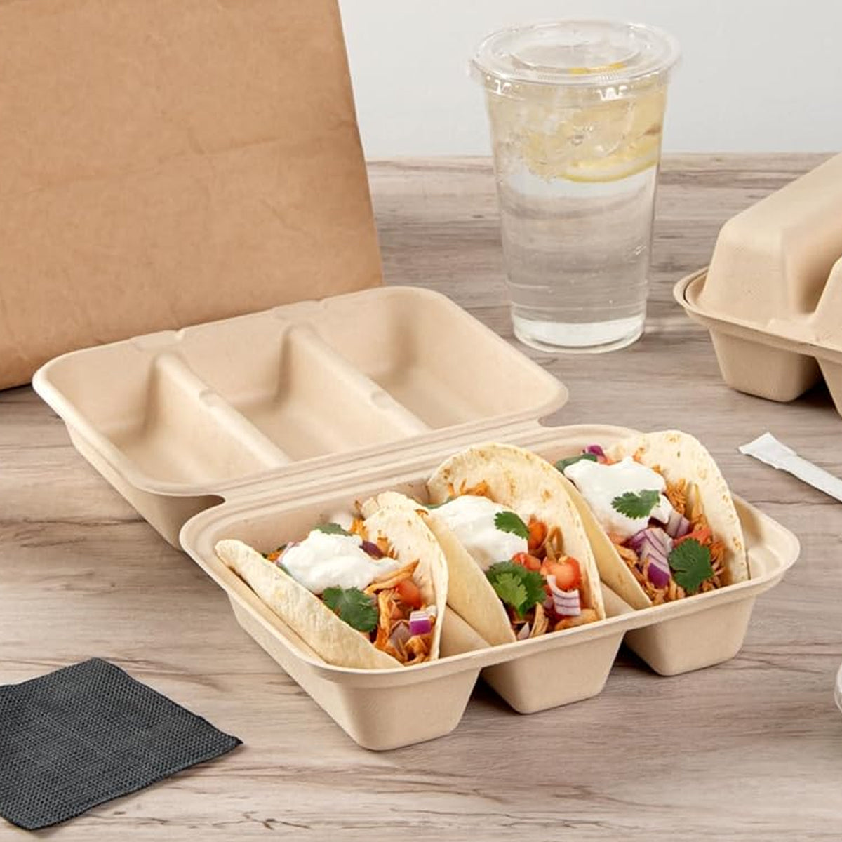 50PCS Disposable Eco-Friendly Takeout Containers for Restaurant Use