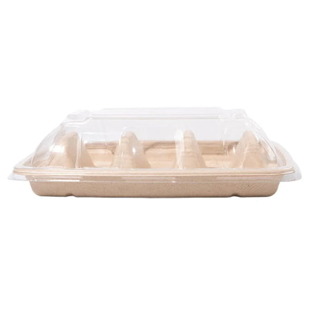 Taco Plate Food-Grade Tray 22.5cm with Clear Lid 50 Pieces