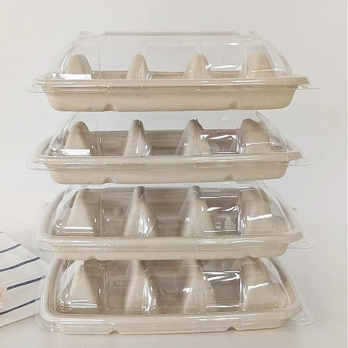 Taco Plate Food-Grade Tray 22.5cm with Clear Lid 50 Pieces