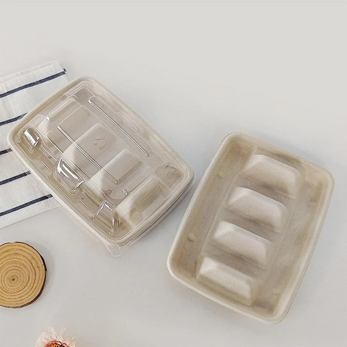 Taco Plate Food-Grade Tray 22.5cm with Clear Lid 50 Pieces