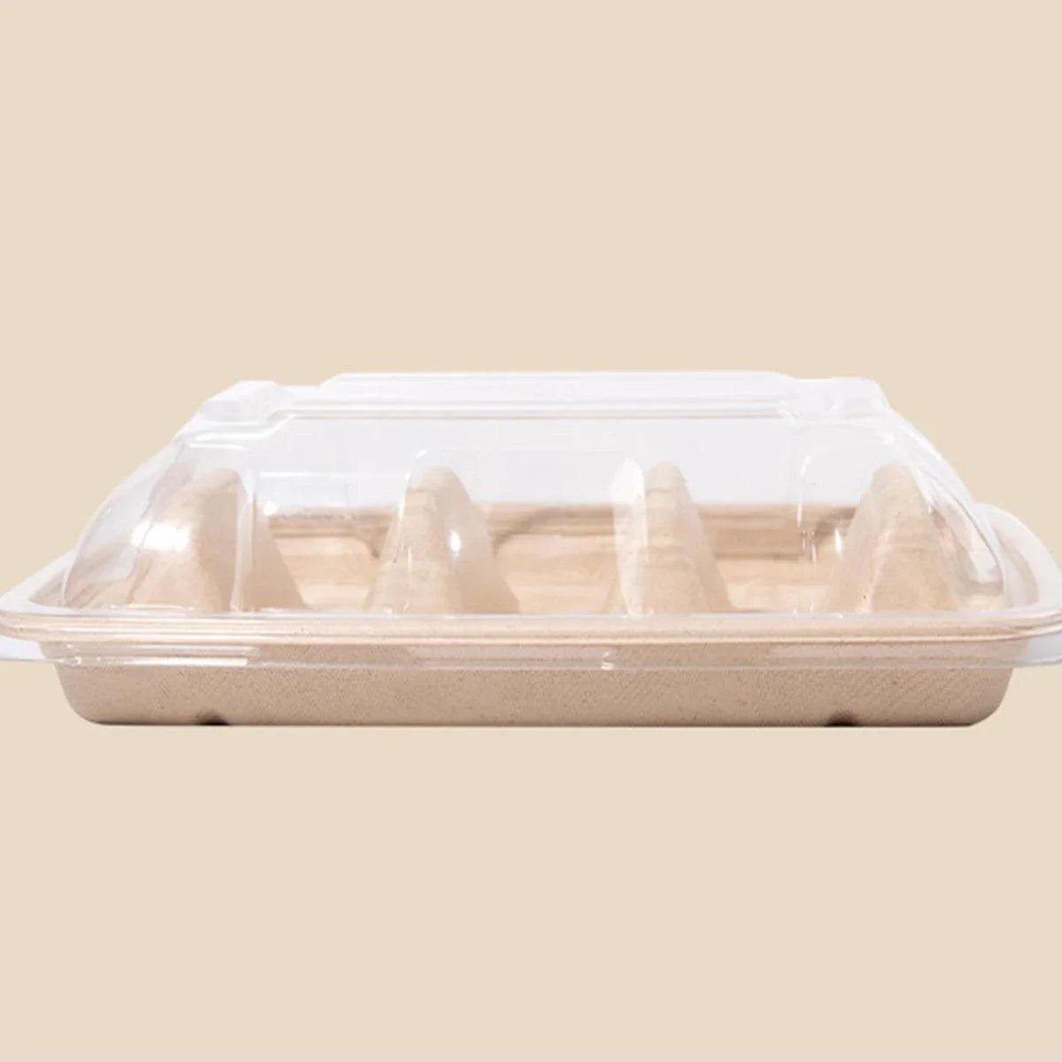 Taco Plate Food-Grade Tray 22.5cm with Clear Lid 50 Pieces