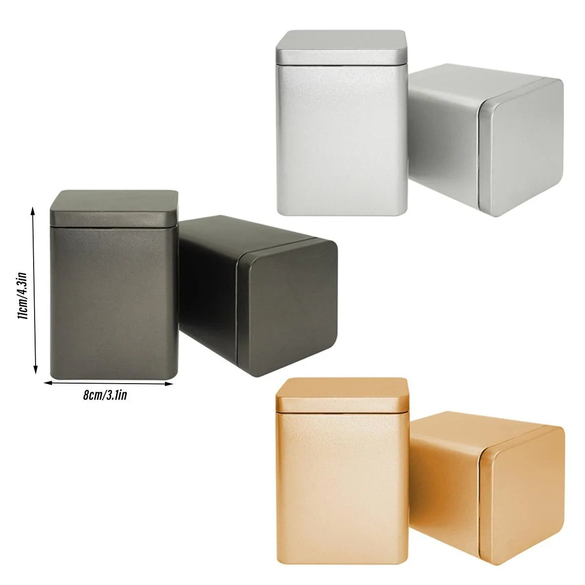 Tea Tin Can Airtight Iron Frosted Finish 11cm 10 Pieces for Storage