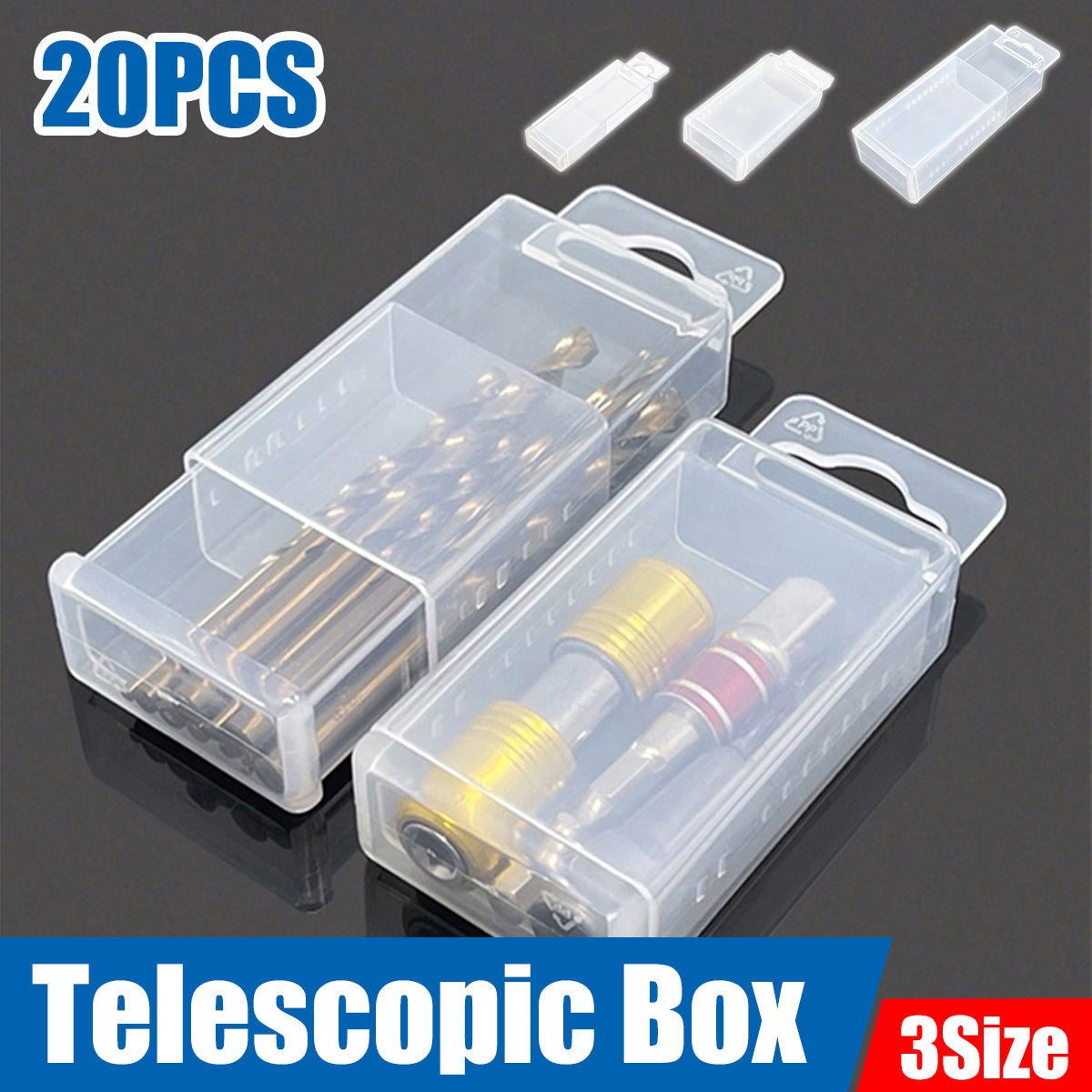 20PCS Mini Transparent Telescopic Storage Boxes Clear Plastic Organizer