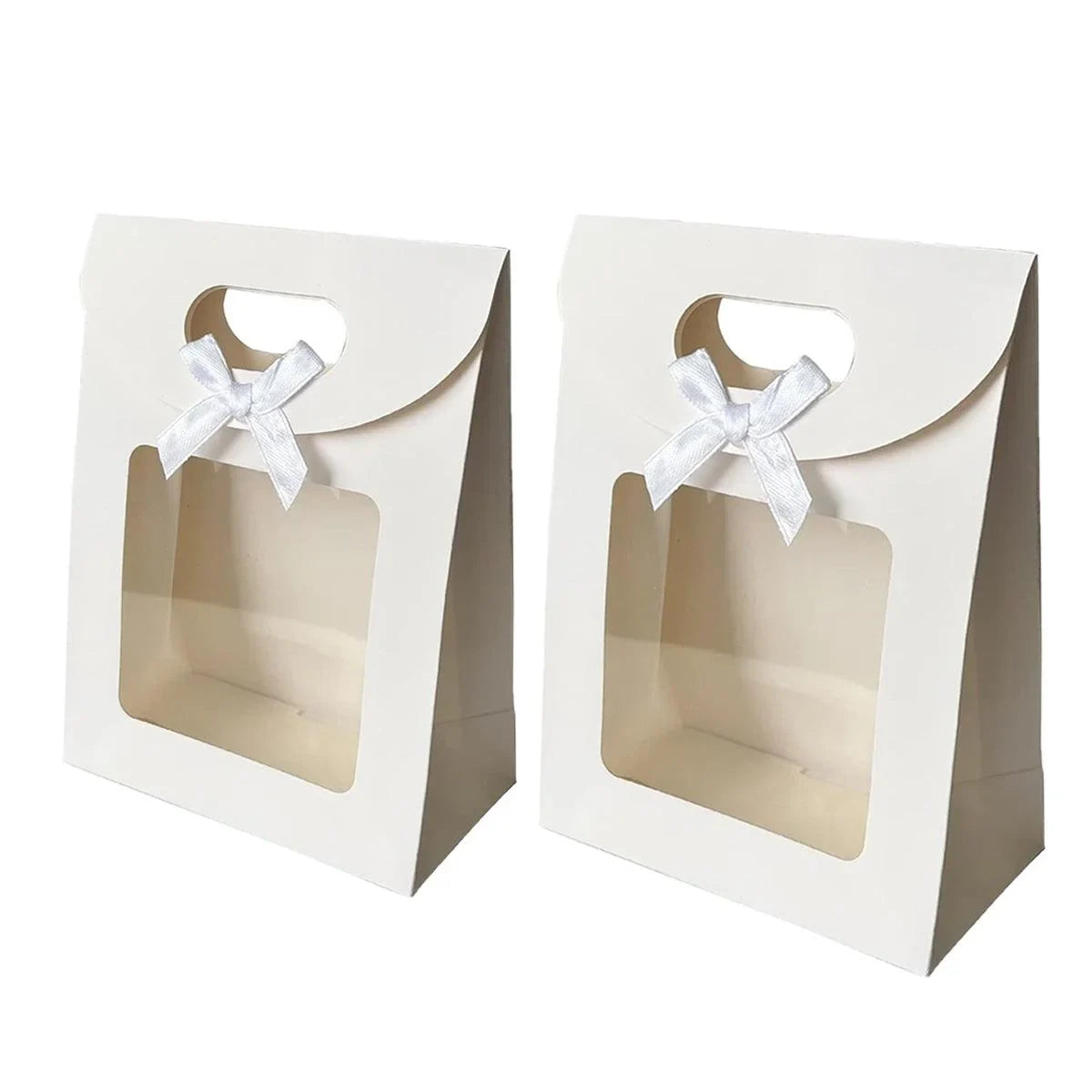 Tote Bags Kraft Paper with Bow Transparent Window 24 Pieces
