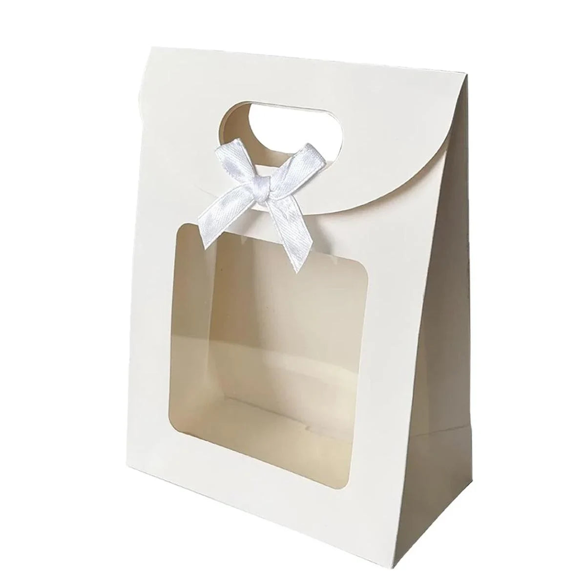 Tote Bags Kraft Paper with Bow Transparent Window 24 Pieces