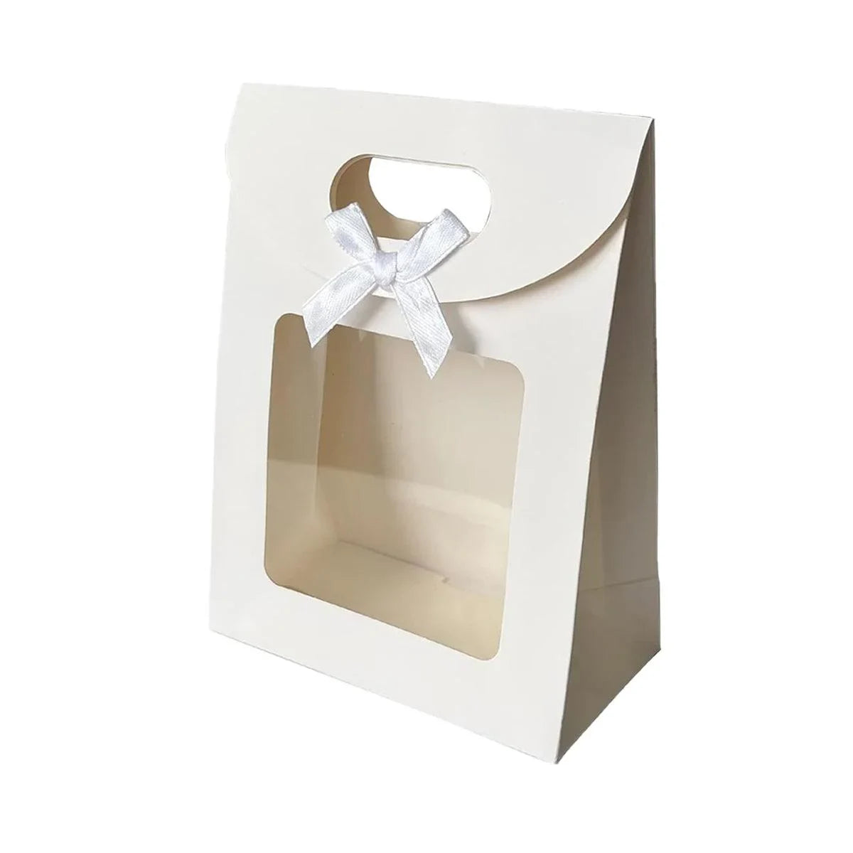 Tote Bags Kraft Paper with Bow Transparent Window 24 Pieces