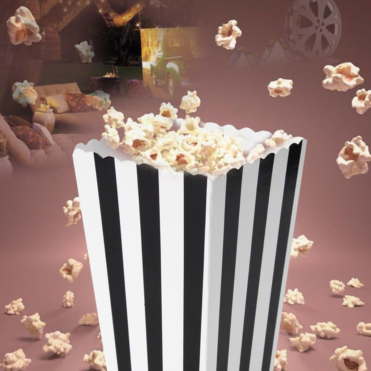 100PCS Popcorn Boxes Food Grade Disposable Snack Packaging