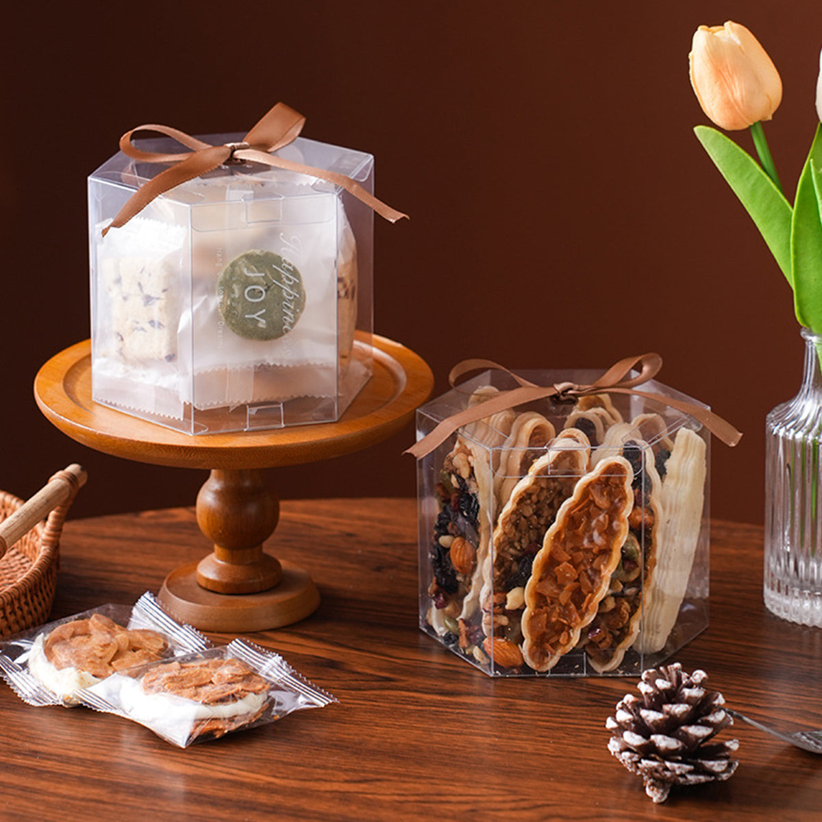 20PCS Clear Snack Pastry Gift Boxes Food Grade Cake Cookie Packaging