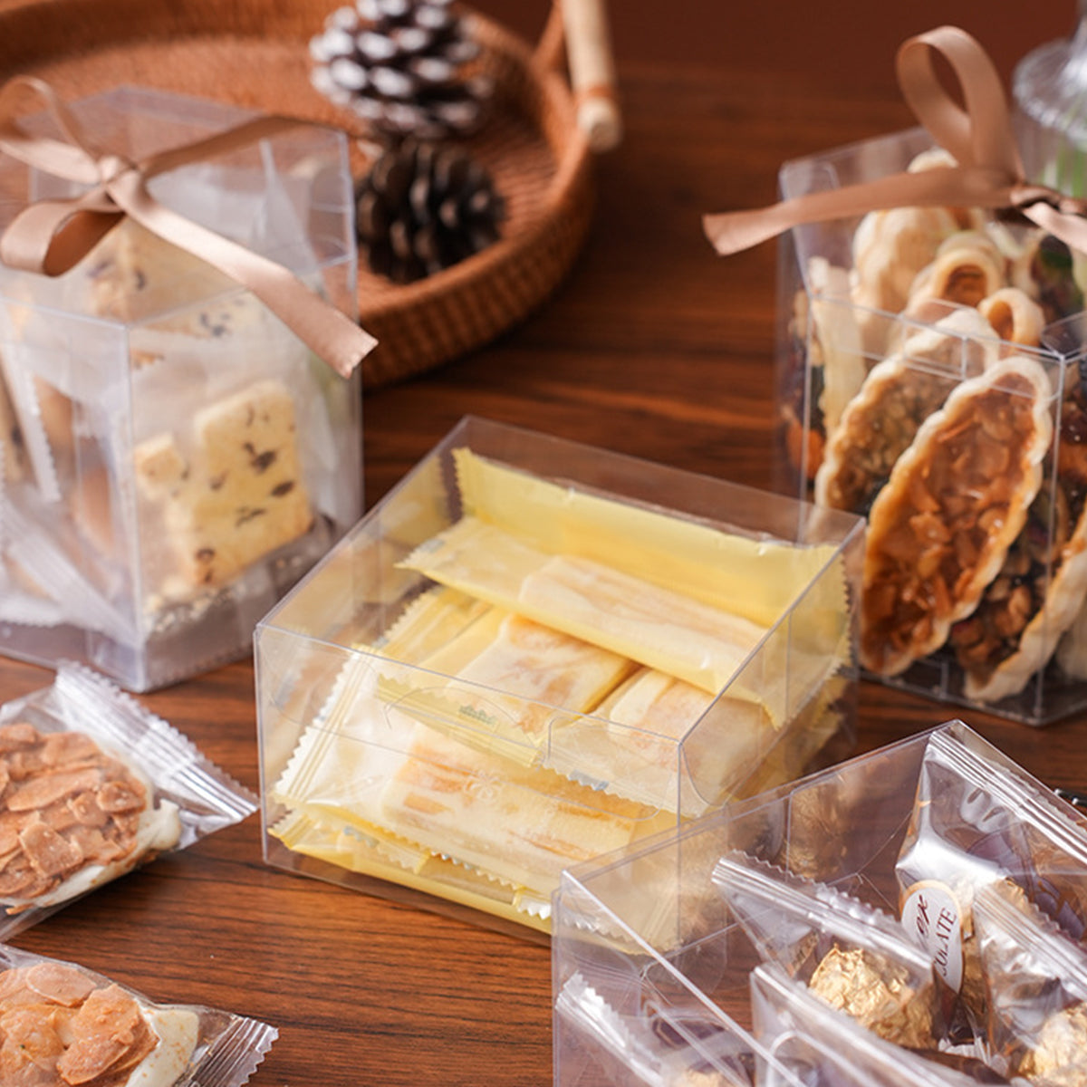 20PCS Clear Snack Pastry Gift Boxes Food Grade Cake Cookie Packaging