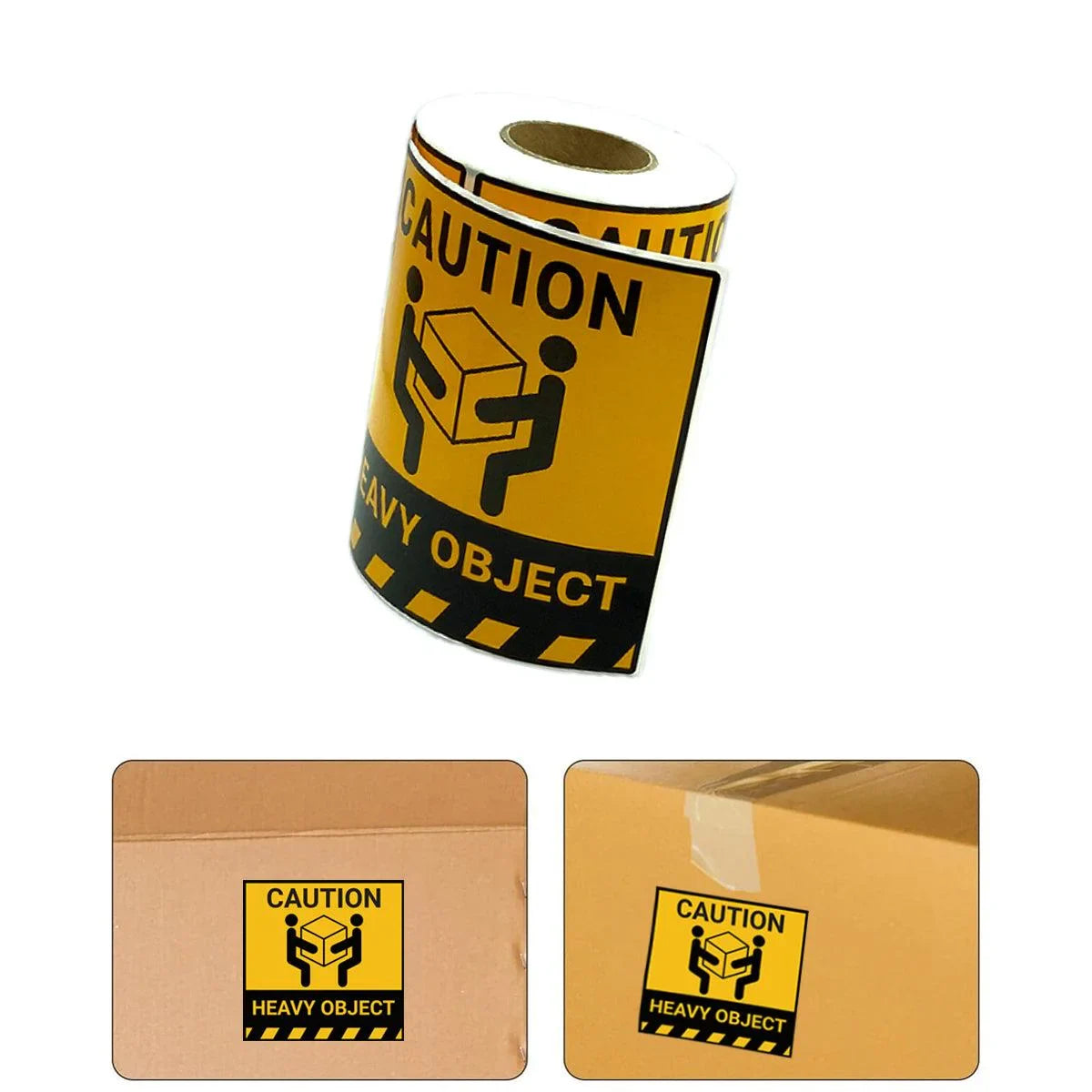 Warning Label Adhesive Paper 12cm Yellow Black 300 Stickers per Roll