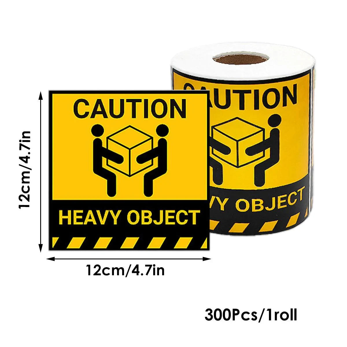 Warning Label Adhesive Paper 12cm Yellow Black 300 Stickers per Roll
