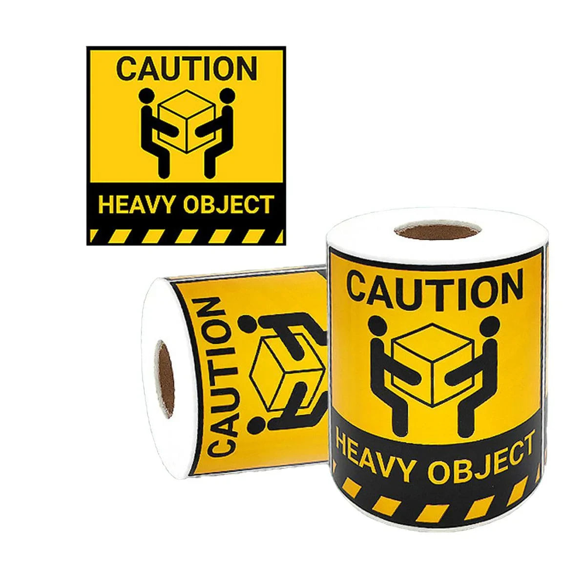 Warning Label Adhesive Paper 12cm Yellow Black 300 Stickers per Roll