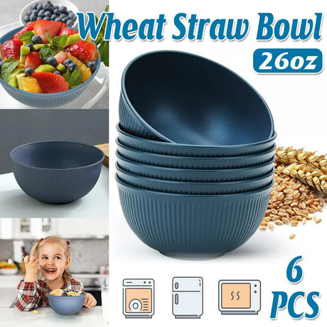 26oz Wheat Straw Soup Bowl Set 6PCS