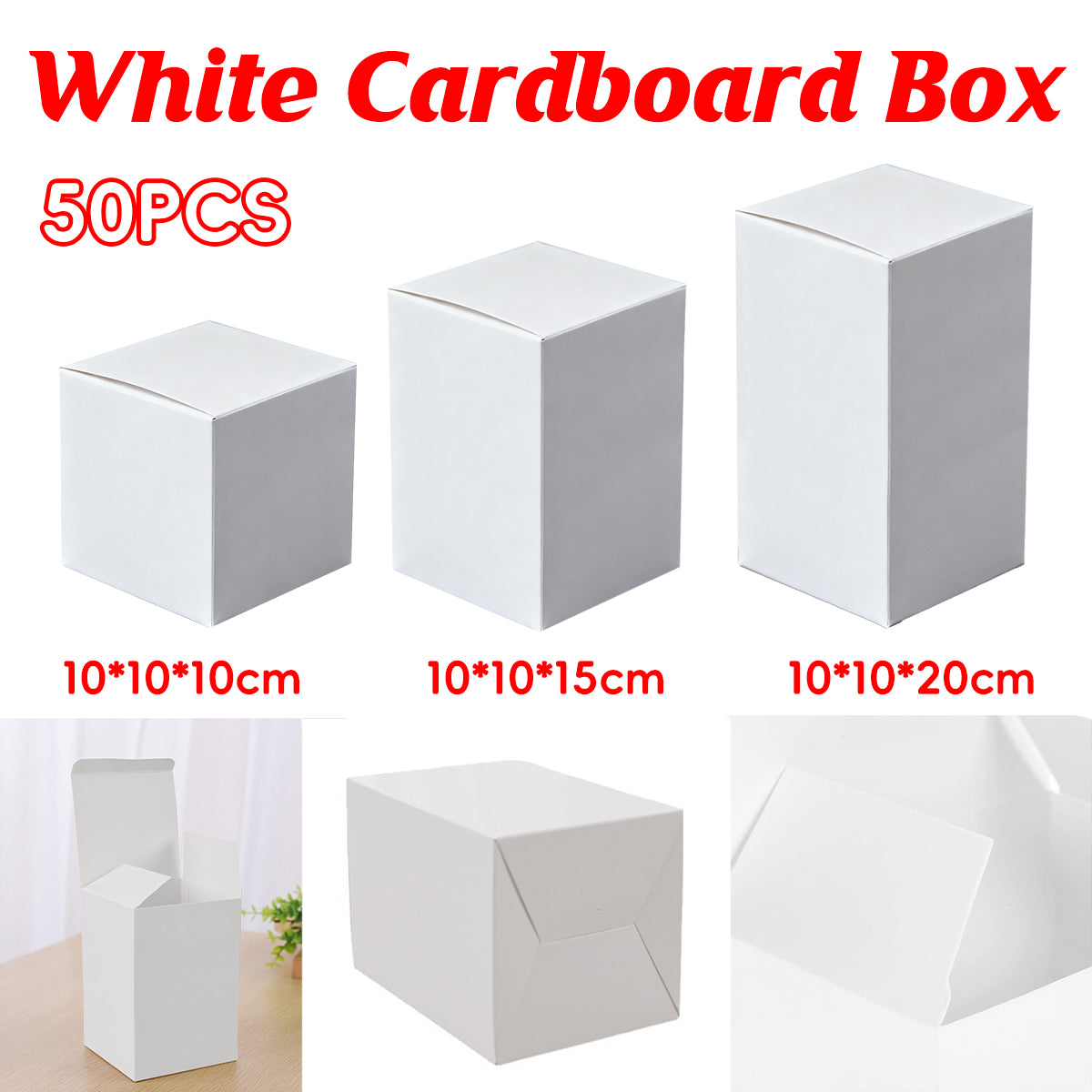 White Cardboard Gift Boxes 50PCS for Birthday Packaging