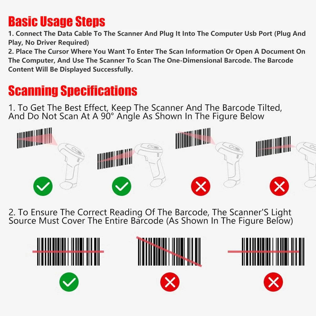 Wireless Barcode Scanner – Fast, Durable & 50-Hour Battery Life