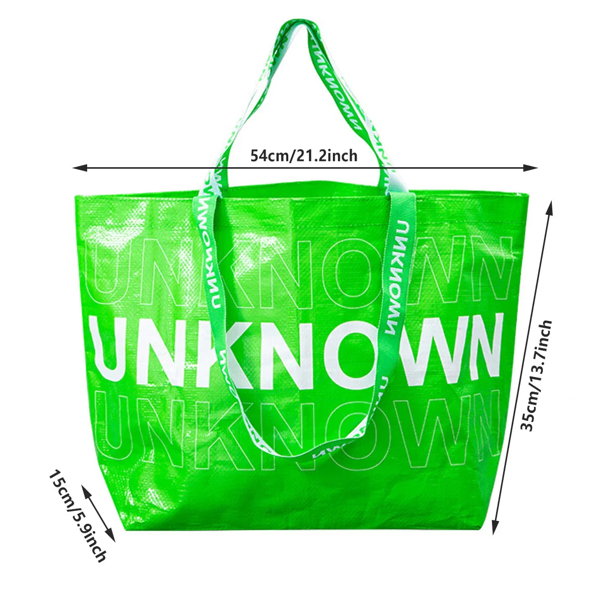Waterproof Hand-Woven Durable Green Shopping Bags 5PCS