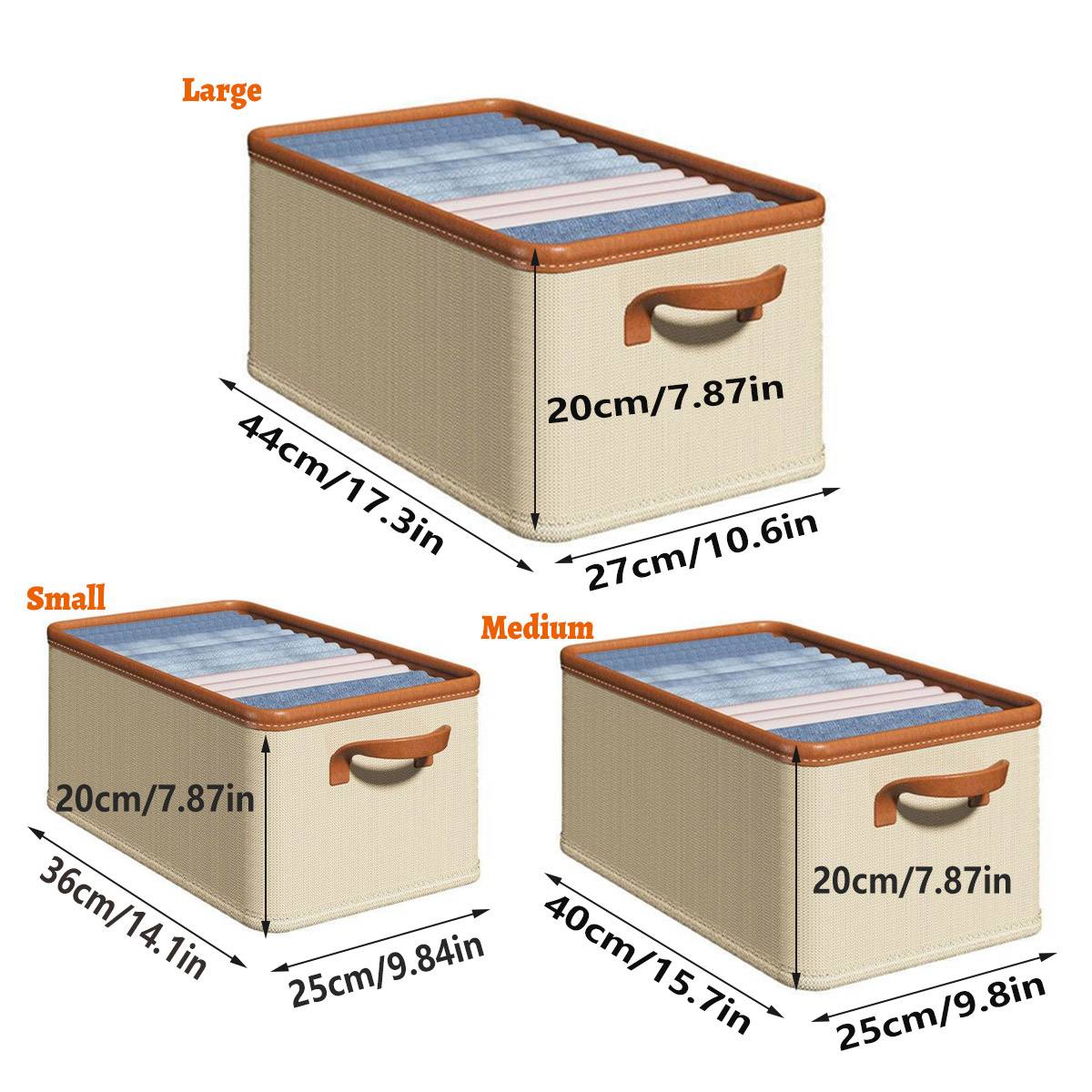 3pcs Folding Storage Boxes Clothes Organizer for Closet