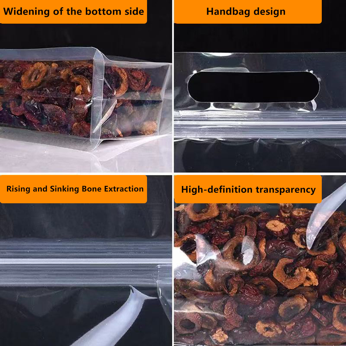 50PCS Clear Zipper Bags Resealable Food Grade Storage for Snacks