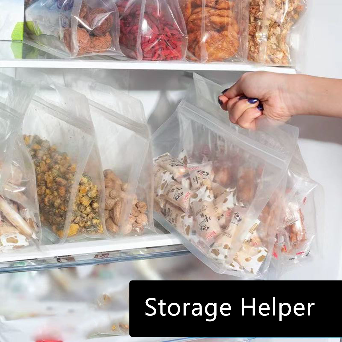 50PCS Clear Zipper Bags Resealable Food Grade Storage for Snacks