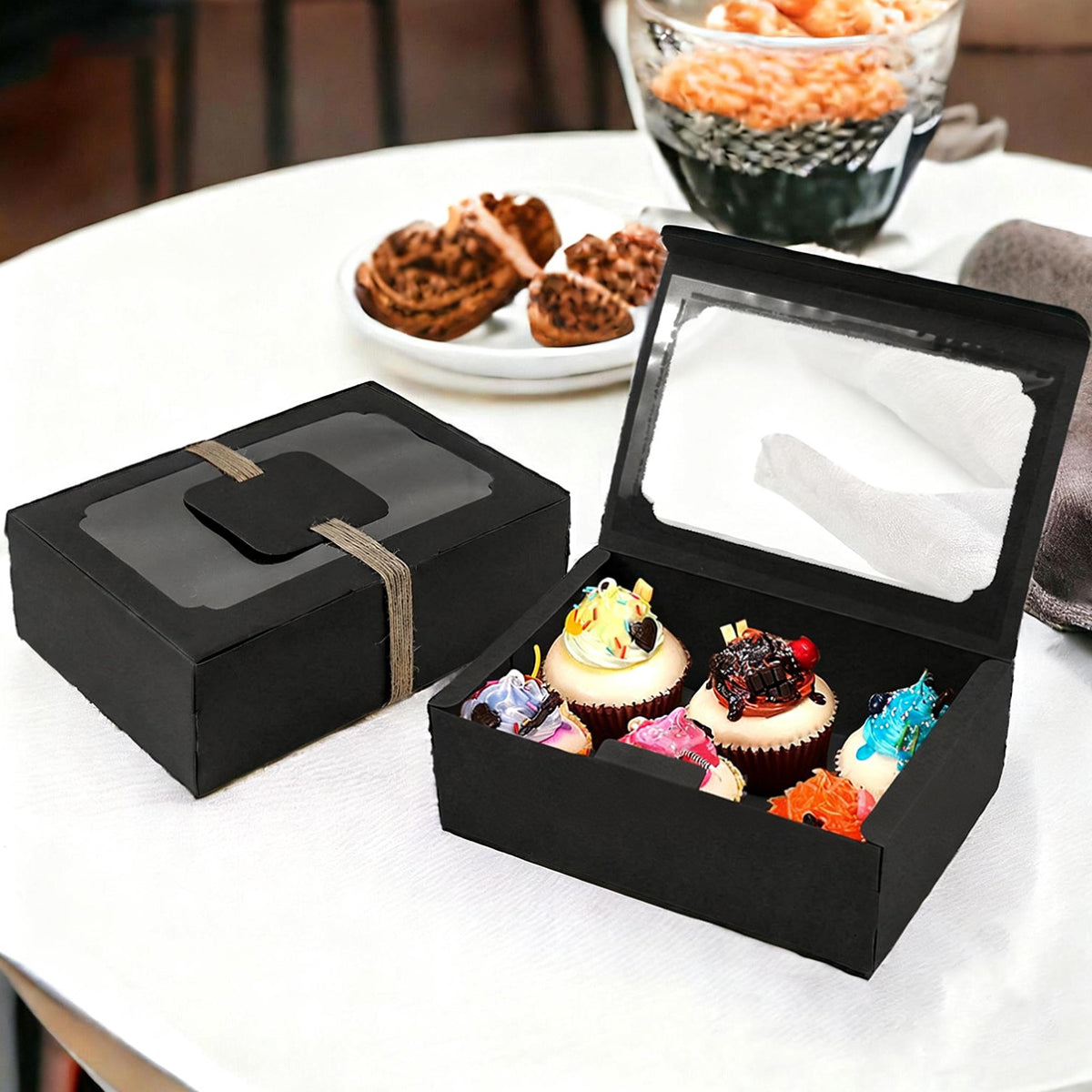 24PCS Kraft Candy Boxes with Clear Window Durable Gift Packaging