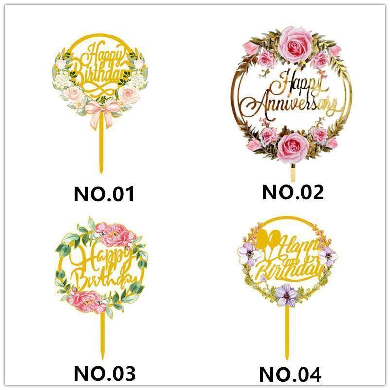 Acrylic Birthday Anniversary Wedding Cake Topper 1PC 15Styles Party Decorations - Discount Packaging Warehouse