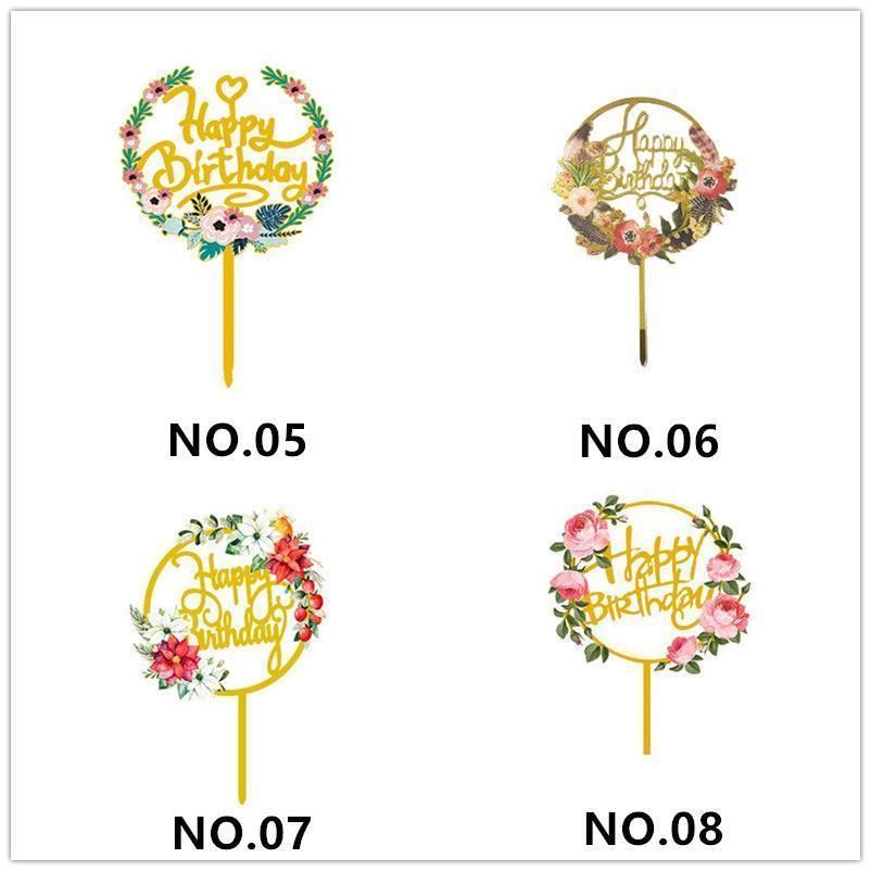 Acrylic Birthday Anniversary Wedding Cake Topper 1PC 15Styles Party Decorations - Discount Packaging Warehouse