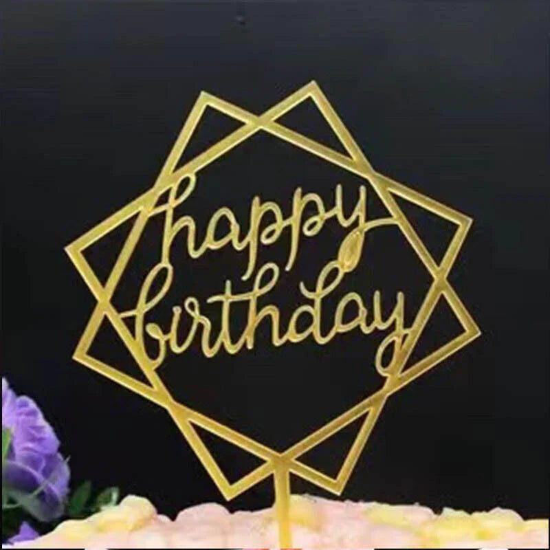 Acrylic Happy Birthday Cake Topper 1PC 36Styles Party Cake Decoration - Discount Packaging Warehouse
