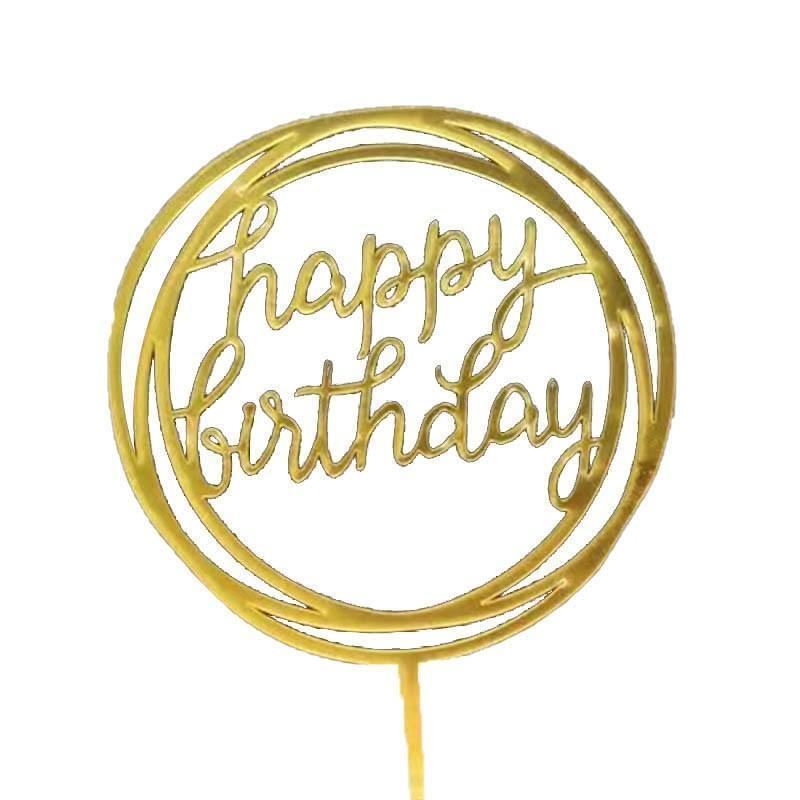 Acrylic Happy Birthday Cake Topper 1PC 36Styles Party Cake Decoration - Discount Packaging Warehouse