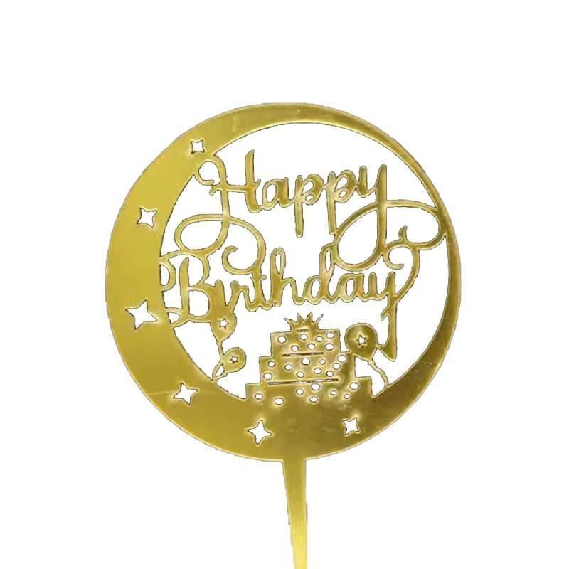 Acrylic Happy Birthday Cake Topper 1PC 36Styles Party Cake Decoration - Discount Packaging Warehouse