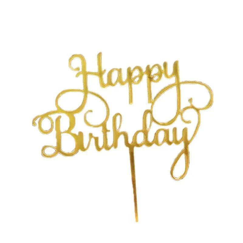 Acrylic Happy Birthday Cake Topper 1PC 36Styles Party Cake Decoration - Discount Packaging Warehouse