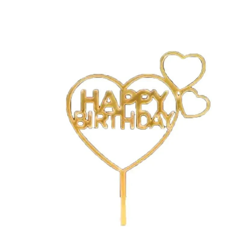 Acrylic Happy Birthday Cake Topper 1PC 36Styles Party Cake Decoration - Discount Packaging Warehouse