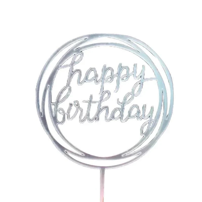 Acrylic Happy Birthday Cake Topper 1PC 36Styles Party Cake Decoration - Discount Packaging Warehouse