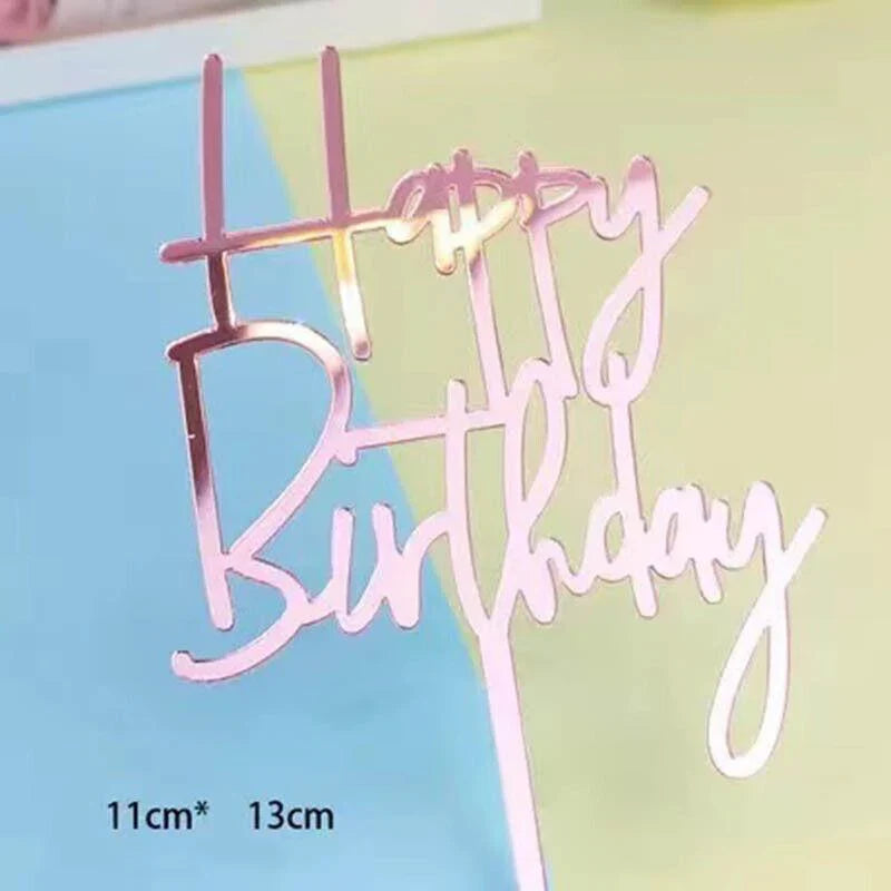 Acrylic Happy Birthday Cake Topper 1PC 36Styles Party Cake Decoration - Discount Packaging Warehouse