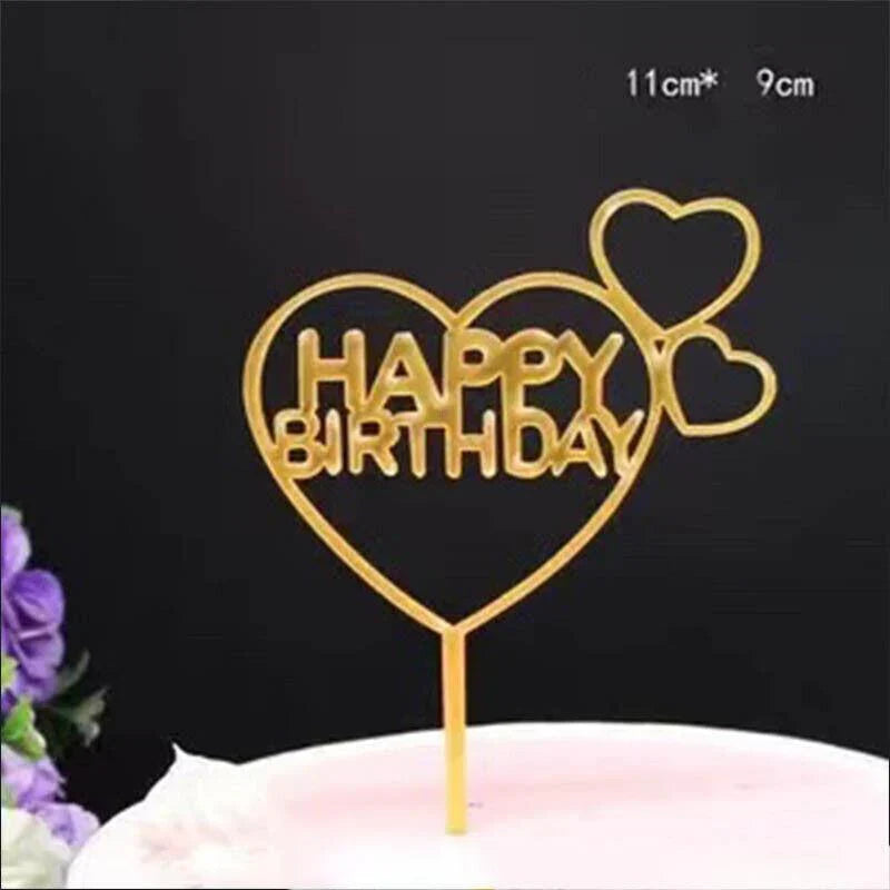 Acrylic Happy Birthday Cake Topper 1PC 36Styles Party Cake Decoration - Discount Packaging Warehouse