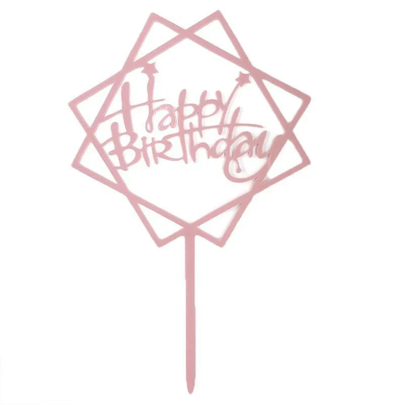 Acrylic Happy Birthday Cake Topper 1PC 36Styles Party Cake Decoration - Discount Packaging Warehouse