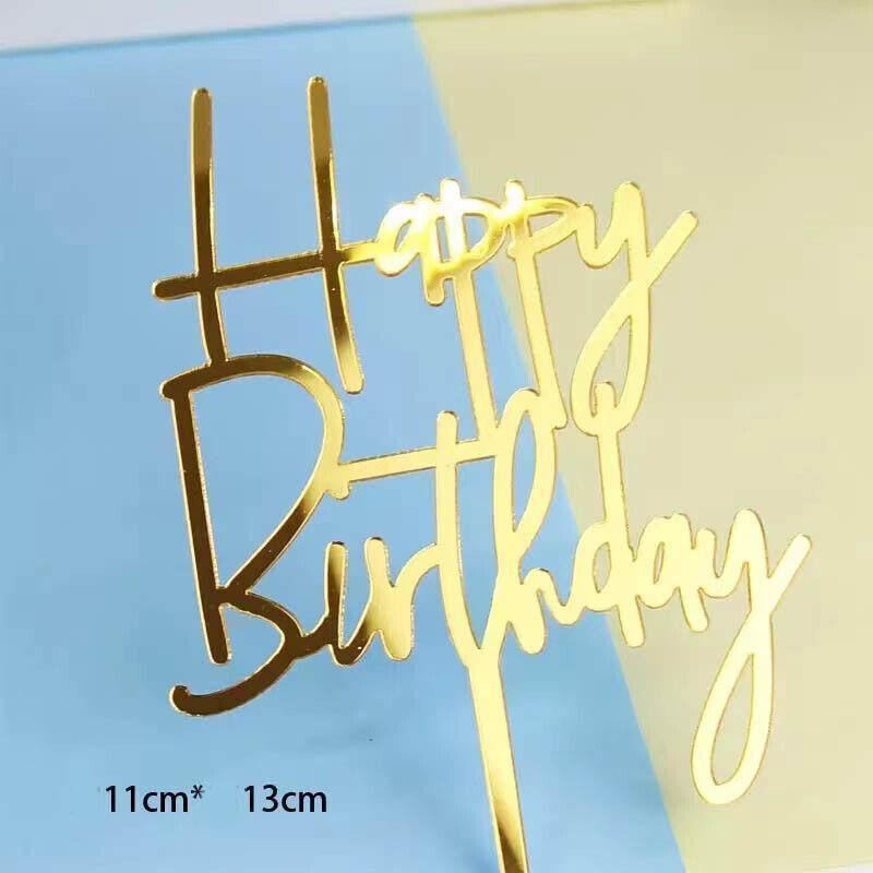 Acrylic Happy Birthday Cake Topper 1PC 36Styles Party Cake Decoration - Discount Packaging Warehouse
