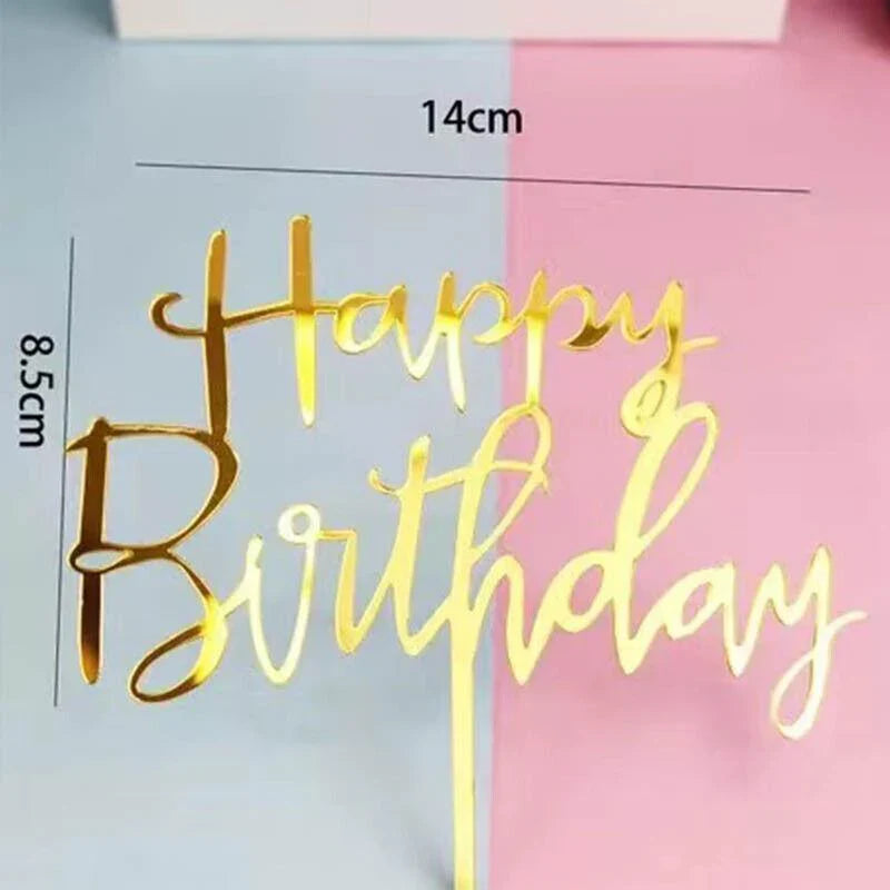 Acrylic Happy Birthday Cake Topper 1PC 36Styles Party Cake Decoration - Discount Packaging Warehouse