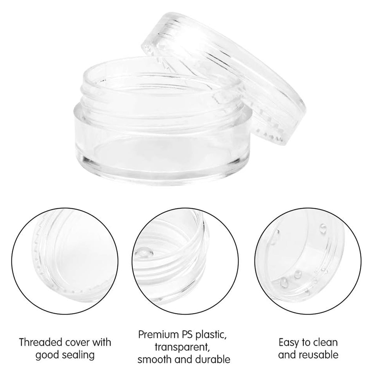 50PCS Clear Cosmetic Cream Jars 5g 10g 20g Refillable Containers