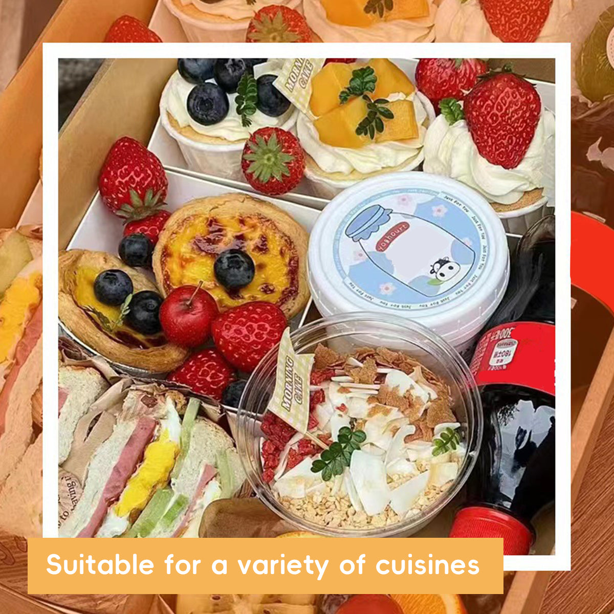 10PCS Kraft Paper Lunch Boxes Food Grade Disposable Bento Packaging